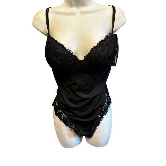 Body Beautiful Lace Bodysuit Shaper XL Black Adjustable Strap Tummy Control - Picture 1 of 7